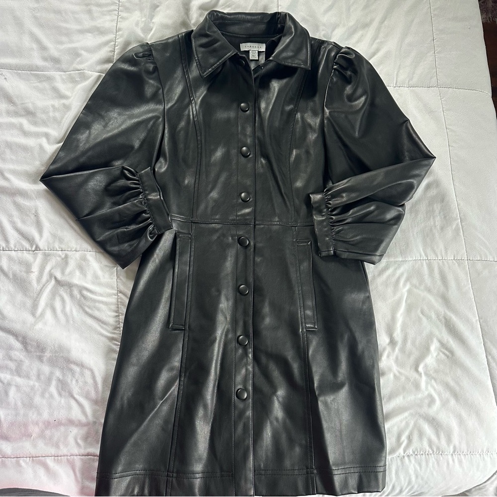 Topshop Black Leather Jacket Sleek Modern Design